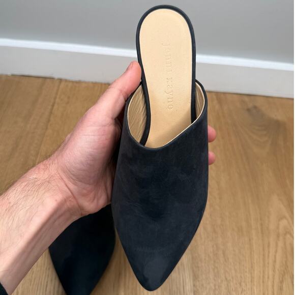 NEW Jenni Kayne Black Oiled Leather Kitten Heel Mule Pointed Toe Size 36 (US 6) - Picture 5 of 13